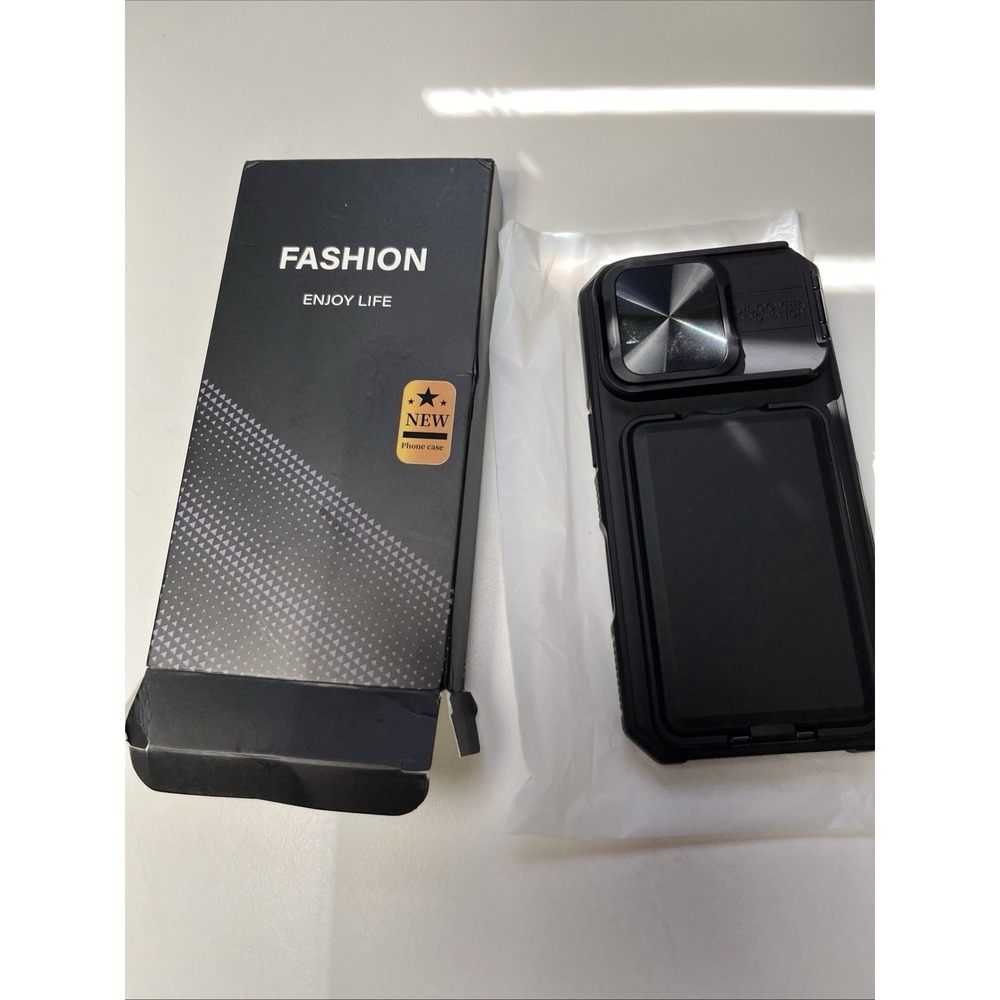 Iphone 16 Pro‎ Case W Card Holder Kickstand Slide Camera Lens Cover 6.3" Blk